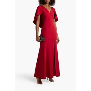 NWT Marchesa Notte‎ Red Embellished Cape Gown in Stretch Crepe - Size 6